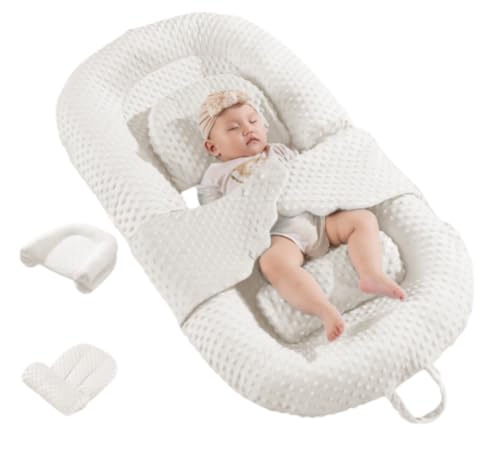 ベビーベッド 折りたたみ式ベッド 睡眠用シンプルベッド 新生児用 ポータブルベビーベッド 嘔吐防止パッド付き 驚愕防止着地スリープパッド 吐き戻し防止スロープパッドベッド ミドルベッド ベビーベッド 心地よい眠り (【折りたたみホースモデル】エンジェルホワ