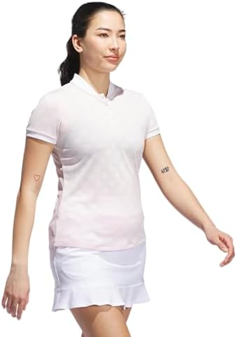 adidas Golf Women's Standard Ultimate365 Jacquard Polo Shirt, Clear Pink - 4