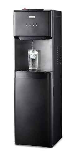 Igloo Bottom Loading Water Cooler – Hot, Cold, & Room Temperature Dispenser – Black, Holds 3 & 5 Gallon Jugs, Child Safety Lock – for Homes, Kitchens, Offices, Dorms