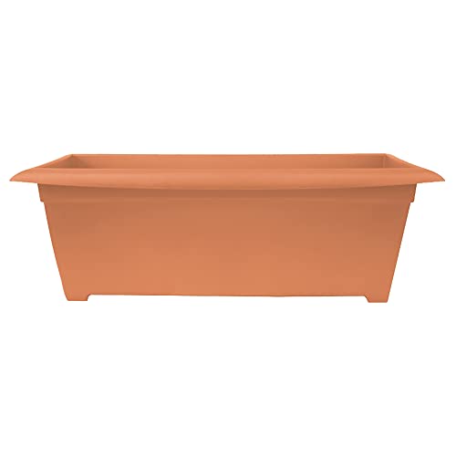 Bloem Dayton Large Window Deck Box Planter: 27" - Coral - 100% Recycled Plastic Box, Elevated Feet, For Indoor And Outdoor Use, Gardening, 7 Gallon Capacity #TOP28