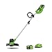 Price comparison product image Greenworks Battery Lawn Trimmer G40LTK2 (Li-Ion 40 V 30 cm Cutting Width 7000 RPM Rotatable & Tiltable Motor Head Adjustable Handle With Battery and Charger)