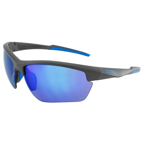 Epoch Eyewear Kennedy Sunglasses Gray Blue Frame with Blue Mirror Lens