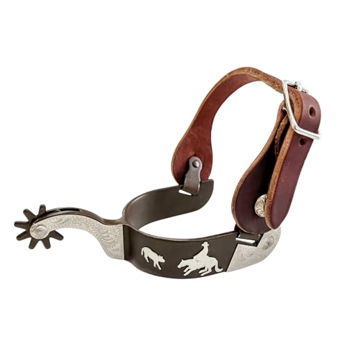 AJ Tack Men's Cutting Horse Spur Set with Latigo Straps
