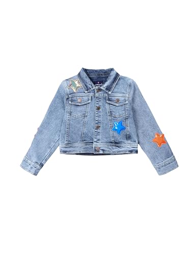 Image of Girls Full Sleeve Solid Crop Denim Jacket