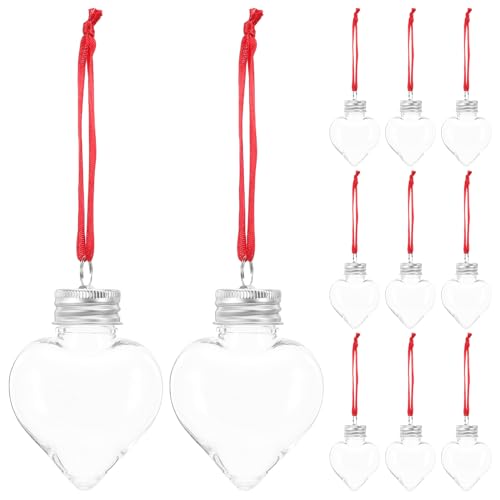 TOPPERFUN 20pièces Bouteilles Forme de Cœur Plastique Transparent Lot Cordelette pour Suspendre pour Saint-Valentin et Décorations Festives