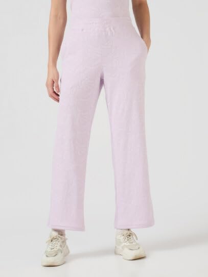Image of TECHNOSPORT Women Textured Straight Fit Trackpants for Casual Wear, Travel Wear, Gym Wear