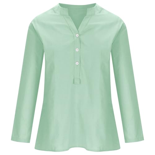 SHAOBGE Women's 2025 Summer Linen Button Down Top for Plus Size Workout