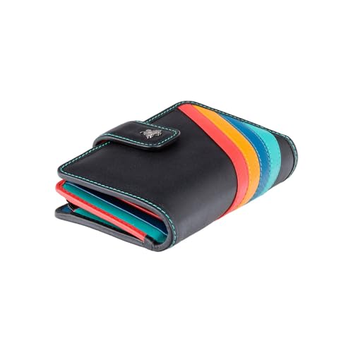Visconti CHL71 Women's Secure RFID Blocking Leather Bifold Clutch Wallet Purse - Black Multi3