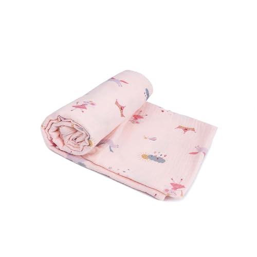 Image of MON AMI Chateau Magique Muslin Swaddle Blanket | 47x47-Inch Premium 100% Cotton Baby Blanket | Soft, Lightweight & Machine Washable | Nursery & Gift Essential
