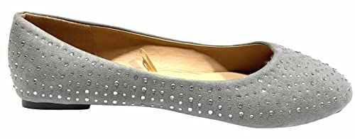Image of Shoes 18 Womens Faux Suede Rhinestone Ballerina Ballet Flats Shoes
