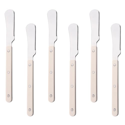 BRIIEC 6 Pieces Stainless Steel Table Knife Butter Knife Dinner Knife Set, Mirror Spreader Flatware Cutlery Set with Rivet Retro Handle, Dishwasher Safe
