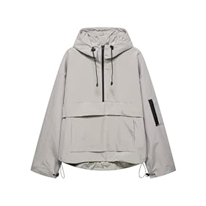 Women’s Half Zip Pullover Jacket Casual Waterproof Long Sleeve Hooded Coats Outdoor Sport Travel Jackets with Pockets Fashion Autumn Coat