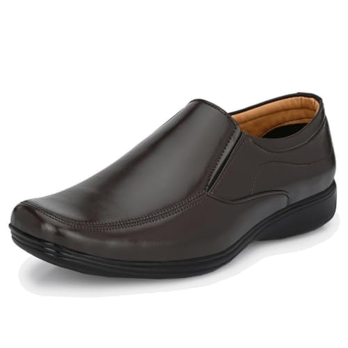 Image of Leatherkraft Stacked Heel Formal Slip-On Shoes