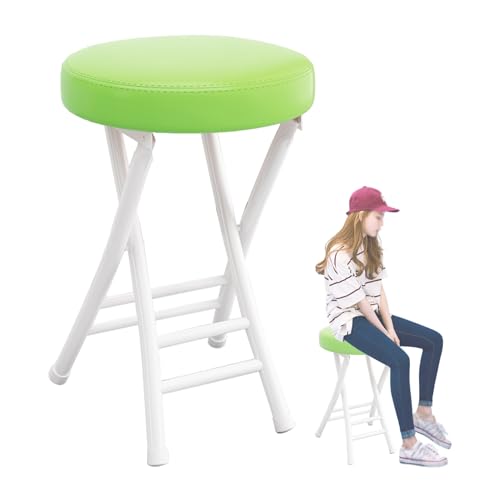Taburete de Bar Alto Plegable sin Respaldo de 50 cm para Adultos, Silla Plegable portátil y Acolchada con Capacidad de 120 kg para Cocina y Oficina (Verde)