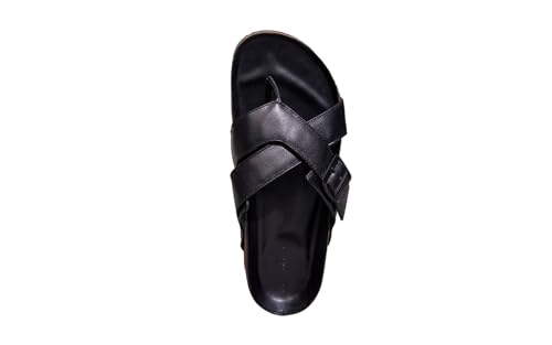 Image of Neeman's Cork Cross Strap Sandals for Men | Lightweight, Durable and Flexible Sandals | Flat Rubber Double Strap Casual Sandals