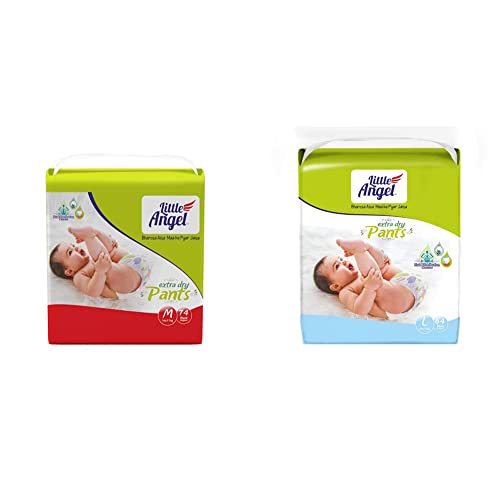 Image of Little Angel Baby Diaper Pants, Medium (74 Count) & Little Angel Baby Diaper Pants, Large (64 Count)