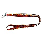 Jeep Text and Grille Logo Mountain Sunrise Pattern Lanyard - Swivel Lobster Clasp Closure - Durable Keychain Lovers 3/4' x 18'