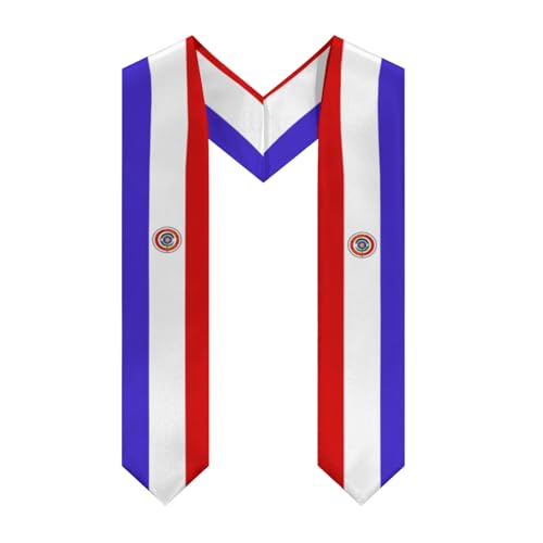 Paraguay Paraguayan Flag Graduation Stole Sash Shawl for Men Women Thickened V-Neck Scarf for International Students Teachers Study Aboard Graduate Gift 72 inches Unisex