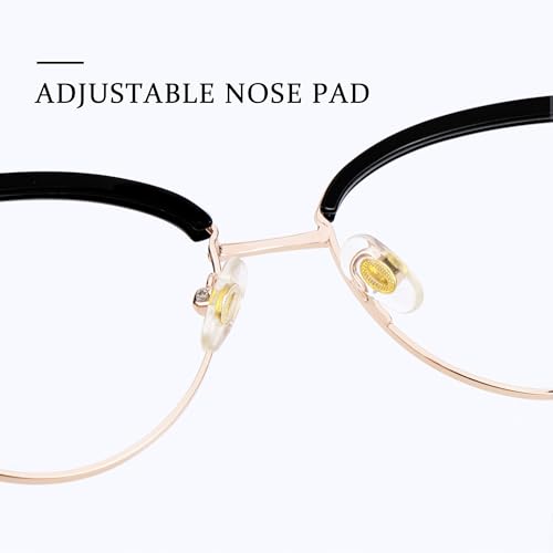 Image of Zeelool Women's Metal Browline Cat Eye Glasses Frame with Clear Lens ZJGX672183-01 Black, Small