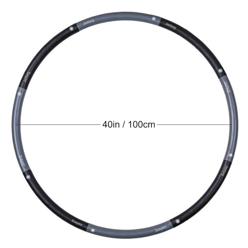 Joofang 5lb Exercise Hoops for Adults, 40in Adjustable Hoola Hoop, Weighted Black Hoop, Fitness Hoop for Weight Loss, Abdominal Trainer Fitness Training, Fat Burning, Home Gym Core Workout