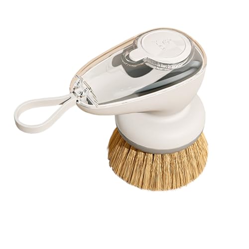 Cepillo para Lavar Platos de 26 x 26 cm, Cepillo Grande para Platos con dispensador de jabón, cómodo Agarre, Estropajo para Platos con Mango ergonómico, Potente Cepillo para Lavabo (Grey, 26x26cm)