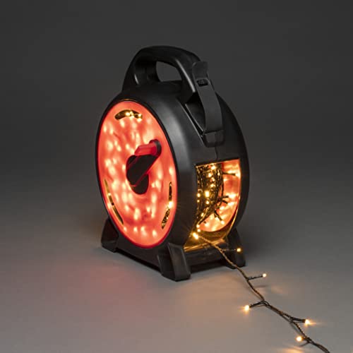 Konstsmide Micro LED Cable Reel Christmas Outdoor Fairy Lights Plug in/Outdoor or Indoor (IP44) / 200 Amber White Diodes/Black Cable String Lights - Image 2