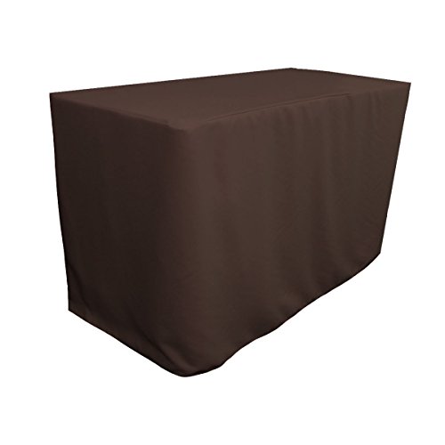 LA Linen Polyester Poplin Fitted Tablecloth, 48 by 24 by 30", Brown