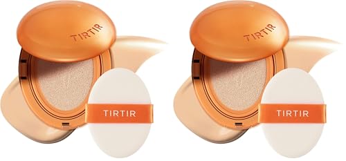 Image of TIRTIR Mask Fit Ai Filter Cushion Foundation | AI-Like Semi-Matte Finish - Up to 72-Hour Medium to Full Coverage Korean BB Cushion Make up Beauty, #21N Ivory, 0.63 Fl Oz (Pack of 2)