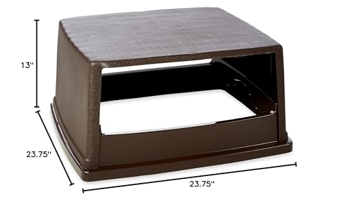 Image of Rubbermaid Commercial Products Glutton Trash Can Top, Large 56-Gallon, Brown, Compatible with Rubbermaid Weather Resistant Garbage Can for Outdoor Spaces, Malls /Schools /Offices /Stadiums /Restaurants