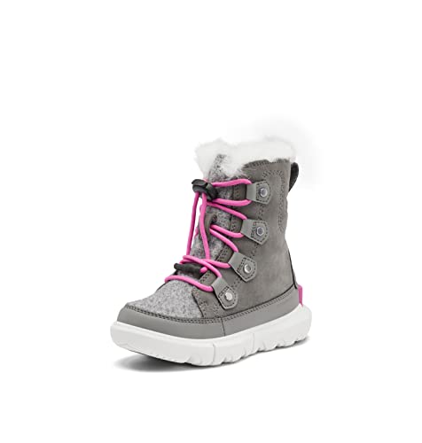 Sorel Youth Unisex Little Children's Explorer Lace Waterproof Boots - Quarry, Bright Lavender - Size 12