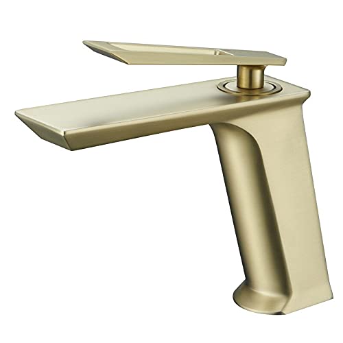 Robinet de lavabo en laiton mitigeur eau chaude et froide or brossé