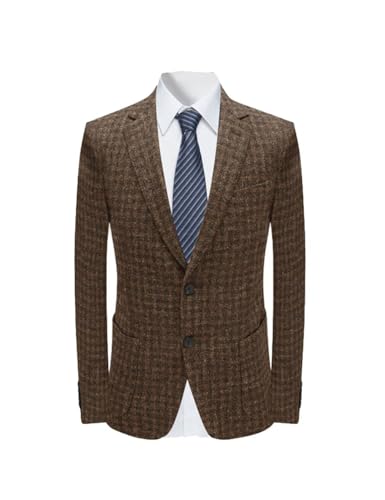 Men's Classic Plaid Blazer Single Breasted Heavyweight Fall Winter Jacket for Business Casual