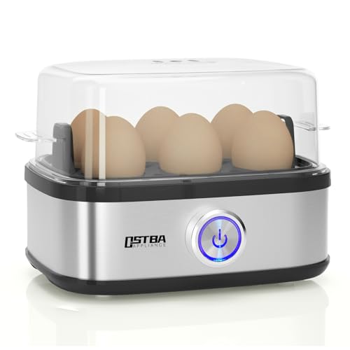 OSTBA Cocedor de Huevos, 400 W Cocedor huevos multifuncional, 6 huevos fáciles de pelar, huevos bla