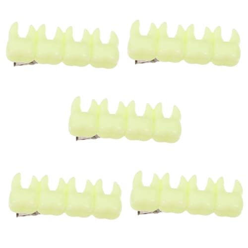Barrette à cheveux forme de dent fluorescente verte Healvian accessoire fête