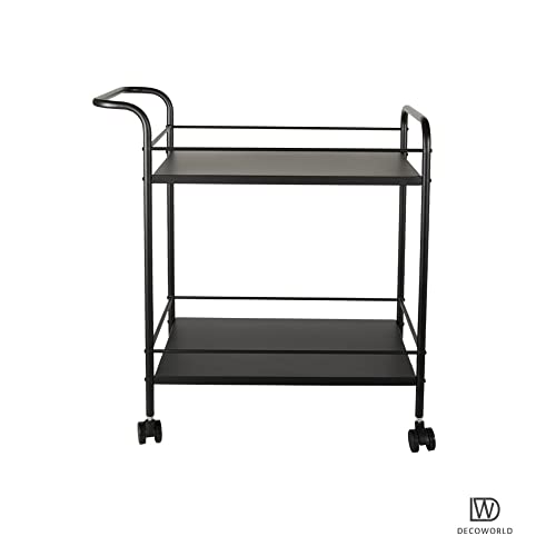 Image of DECOWORLD|| Premium Metal Kitchen Serving Trolley with Wheels|| Barcart Trolley, Serving Trolley, Utility Cart with Wheels for Kitchen, Dining Room, bar or Living Room