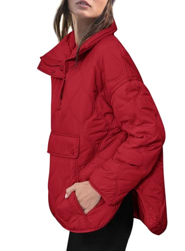 Yousify Womens Puffer Jackets Pullover Quilted Lightweight Jacket Long Sleeve Half Zip Up Coat with Pocket S-2XL3