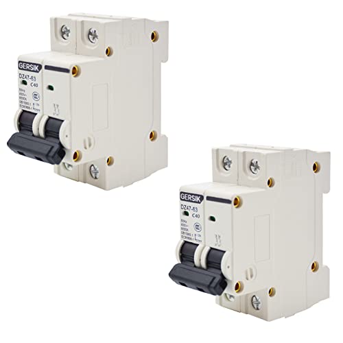 Gersik Ac Miniature Circuit Breaker, 40 Amp 400V 2 Poles Din Rail Mount Circuit Breaker, Thermal Magnetic Trip, Solar Ac Disconnect Switch Mcb C40 #TOP4