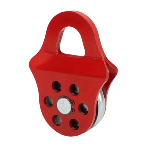Polea de cabrestante de bloque de bloqueo de 6 toneladas, accesorio industrial para cable sintético/acero, polea roja para aparejos y elevación