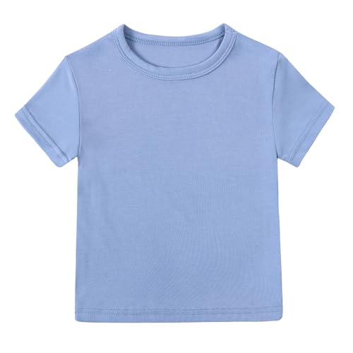 Image of Kids Tales Little Boys Girls Solid Color Short Sleeve Pullover T-Shirt