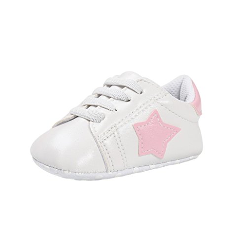 Auxma Zapatos de bebé, Zapatillas de Deporte de bebé niña niño Infantil Zapatos de Cuna Primeros Caminantes para 0-6 6-12 12-18 Meses (12cm/6-12 M, Rosado)