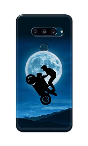 Image of Printed Hard Back Cover for LG V40 ThinQ Back Cover (Biker On Moon) -190724(DP)