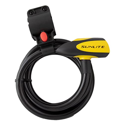 Sunlite Defender D1 Key Lock Cable Lock, 12mmx6FT, 12mm Diameter, Black/Yellow