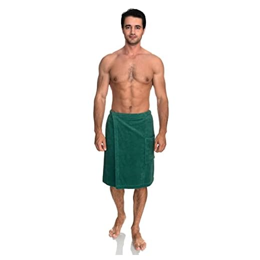 TowelSelections Men's Wrap, Shower & Bath, Terry Spa Towel Large/X-Large Deep Sea