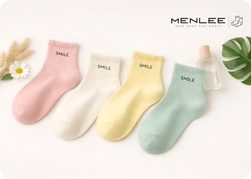 Image of Cotton Socks for Woman | Summer Socks for Women | Women Ankle Length Socks, Soft & Stretchable, Pastel Cute COLOURS, Lightweight Anti-Odor Daily Wear Gym Sports Athletic Socks