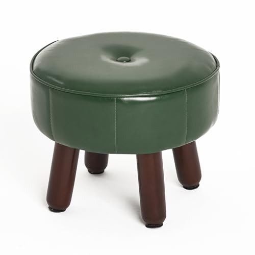 oakvivo 13in Small Foot Stool Ottoman, Round Faux Leather Foot Rest for Couch, Under Desk Pouf...