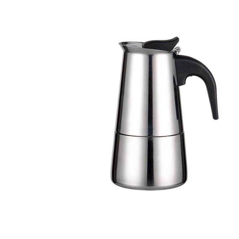 Constprog Stainless Steel Espresso Coffee Maker Stove Top Percolator 2/4/6/9 Cups Moka Pot ， Makes Real Italian Coffee, Moka Pot 2/4/6/9 Cups ， Stainless Steel (A-4Cups/200ML)