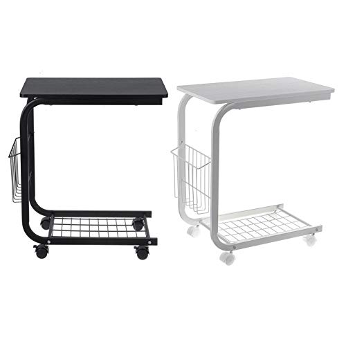 Table de chevet mobile blanche avec hauteur réglable sur roues - 6