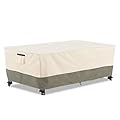 Bitubi 60 Inch Rectangular/Oval Patio Table Cover,Heavy Duty Waterproof Outdoor Dining Table Cover Winter, Patio Furniture Covers, Beige