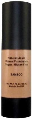 Natural Coverage Liquid Mineral Foundation Makeup - 90% Organic Ingredients, Gluten-Free, Paraben Free, Vegan, Cruelty-Free, Made in USA (BAMBOO-WARM/NEUTRAL)