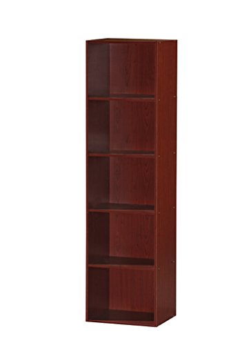 HODEDAH IMPORT 5 Shelve Bookcase cabinet, Mahogany